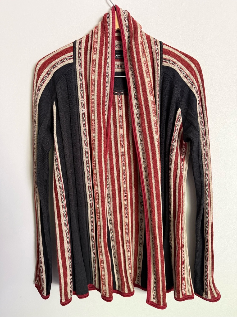 Peruvian Connection Women's M Sweater Striped Open Front Cardigan Sweater